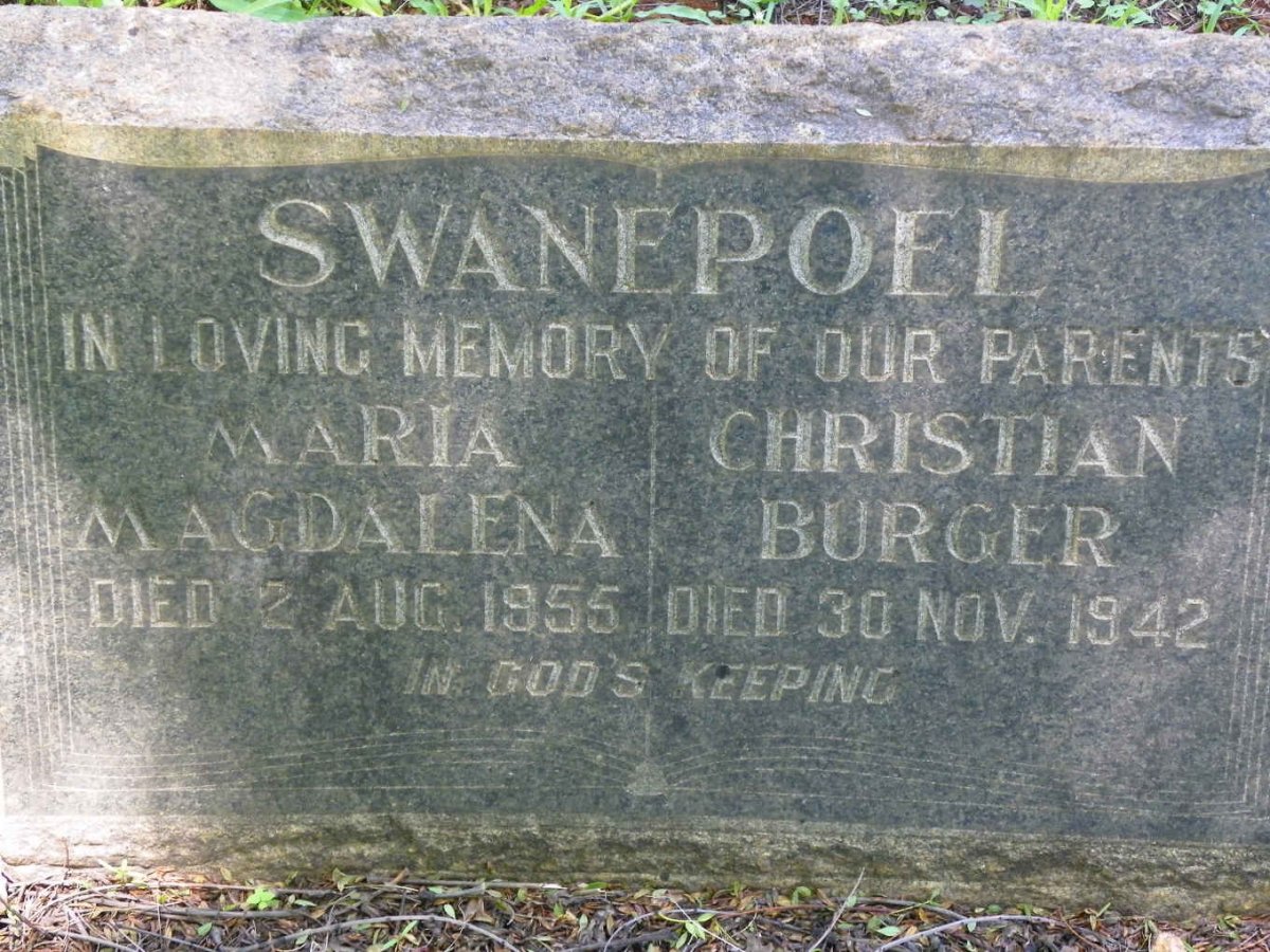 SWANEPOEL Christian Burger -1942 &amp; Maria Magdalena -1955
