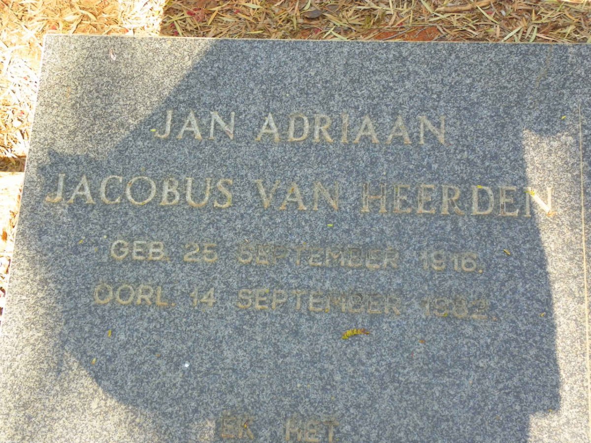 VAN HEERDEN Jan Adriaan Jacobus 1916-1982