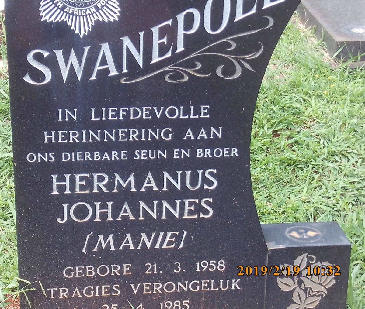 SWANEPOEL Hermanus Johannes 1958-1985