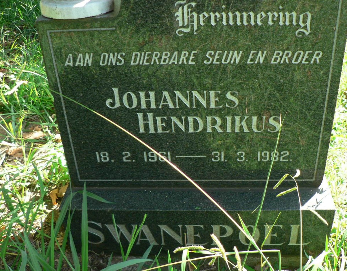 SWANEPOEL Johannes Hendrikus 1961-1982