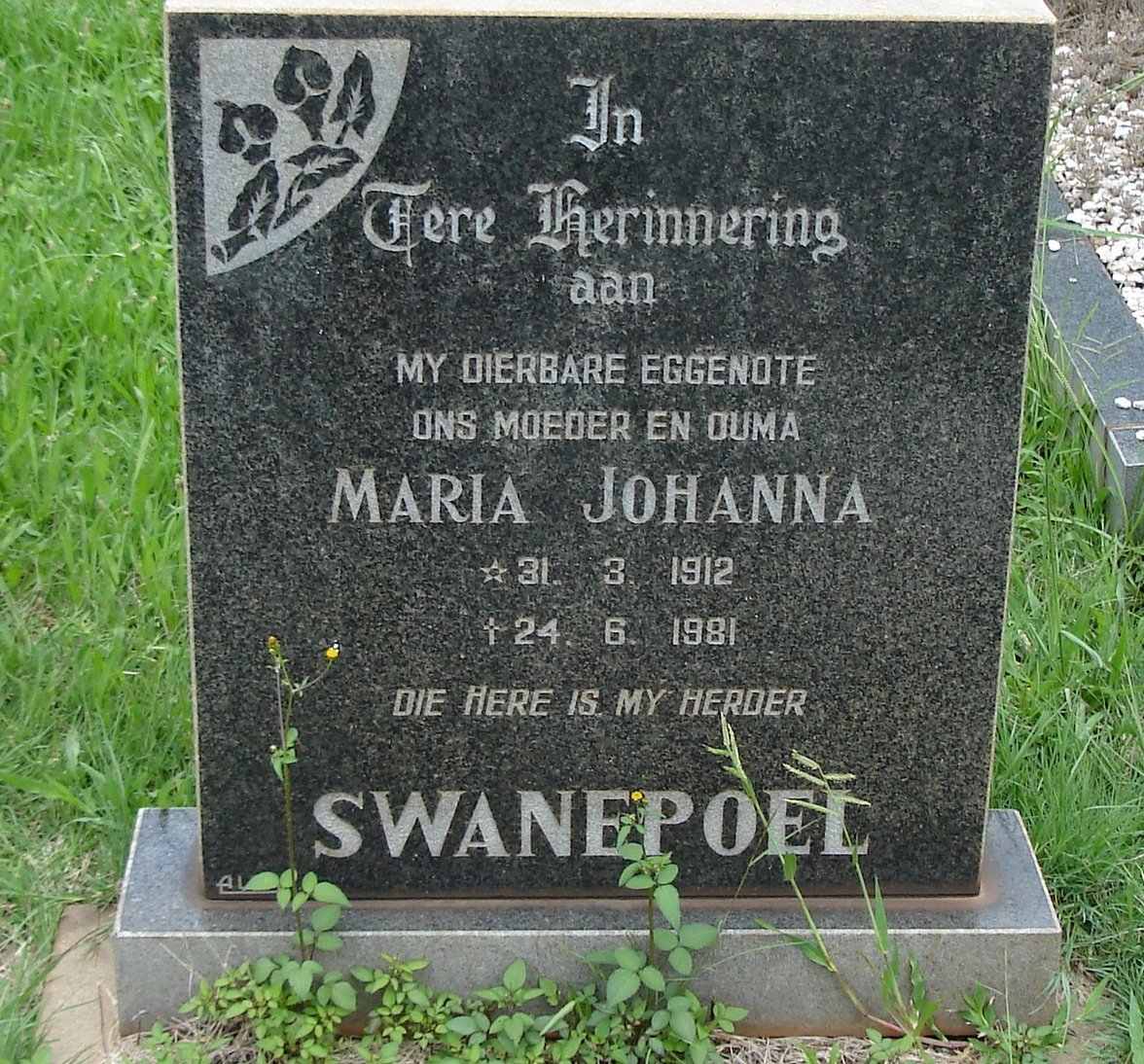 SWANEPOEL Maria Johanna 1912-1981