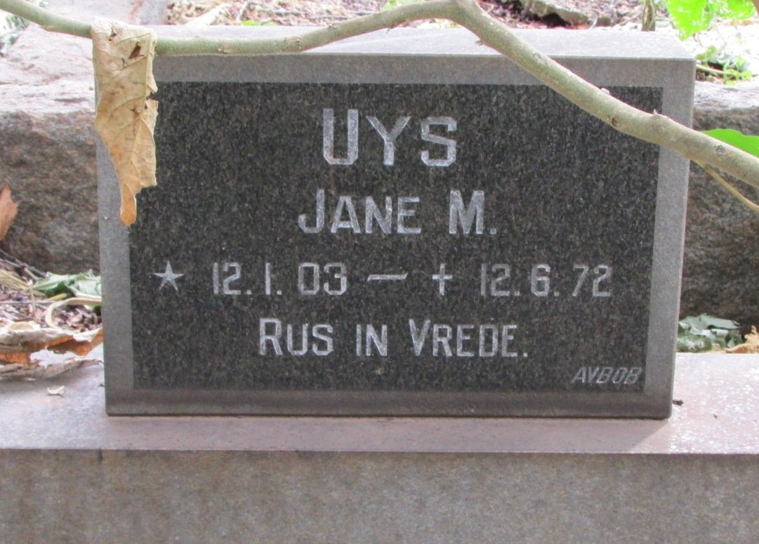 UYS Jane M. 1903-1972