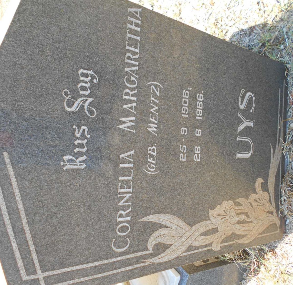 UYS Cornelia Margaretha nee MENTZ 1906-1966