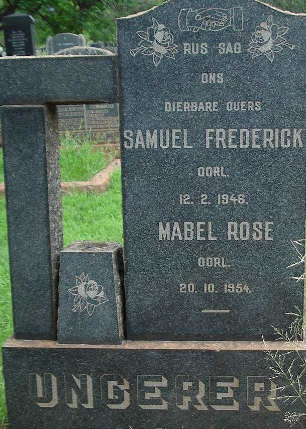 UNGERER Samuel Frederick -1946 &amp; Mabel Rose -1954