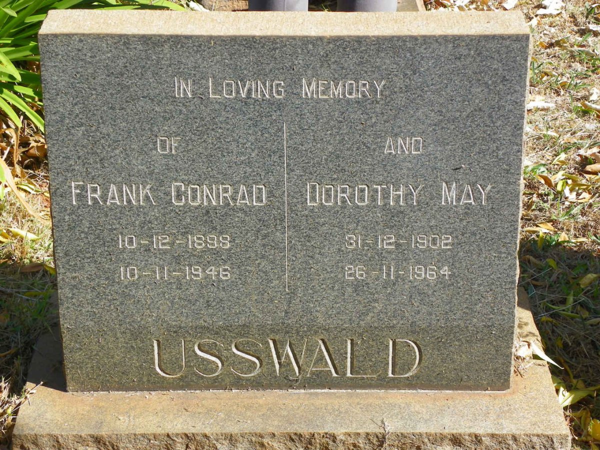 USSWALD Frank Conrad 1899-1946 &amp; Dorothy May 1902-1964