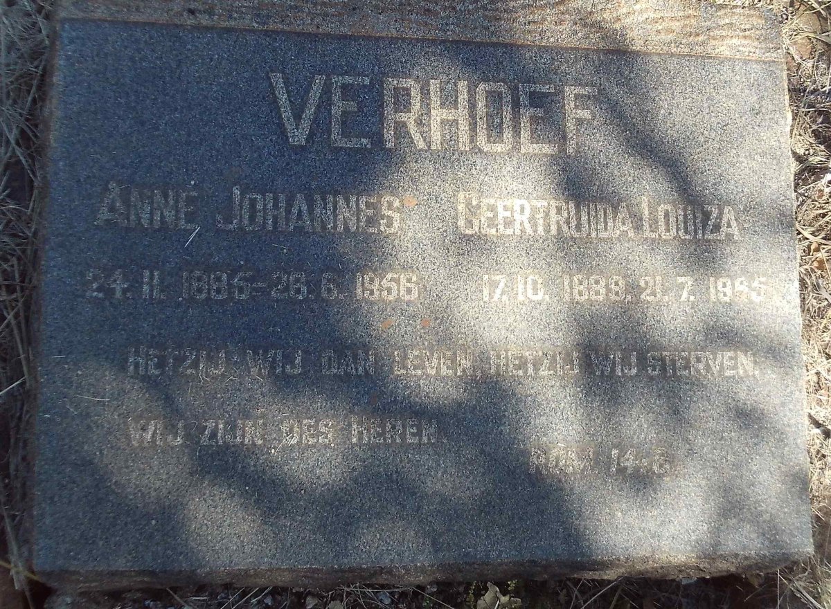 VERHOEF Anne Johannes 1885-1956 &amp; Geertruida Louiza 1889-1965