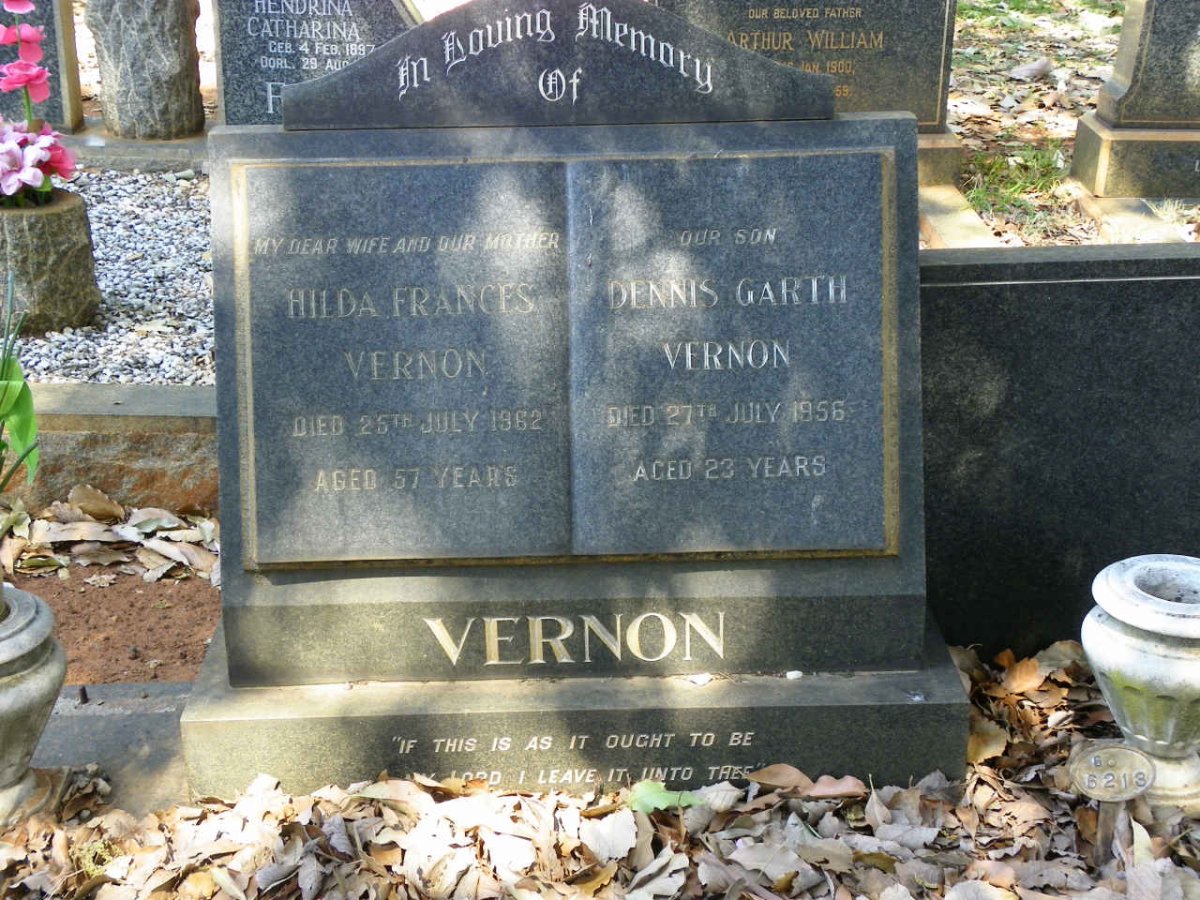 VERNON Hilda Frances -1962 :: VERNON Dennis Garth -1956