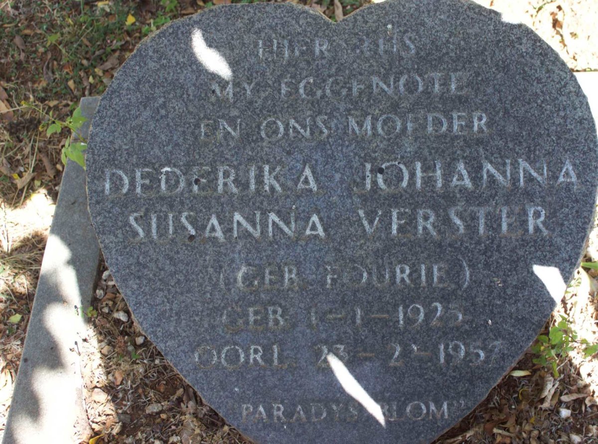 VERSTER Dederika Johanna Susanna nee FOURIE 1925-1957
