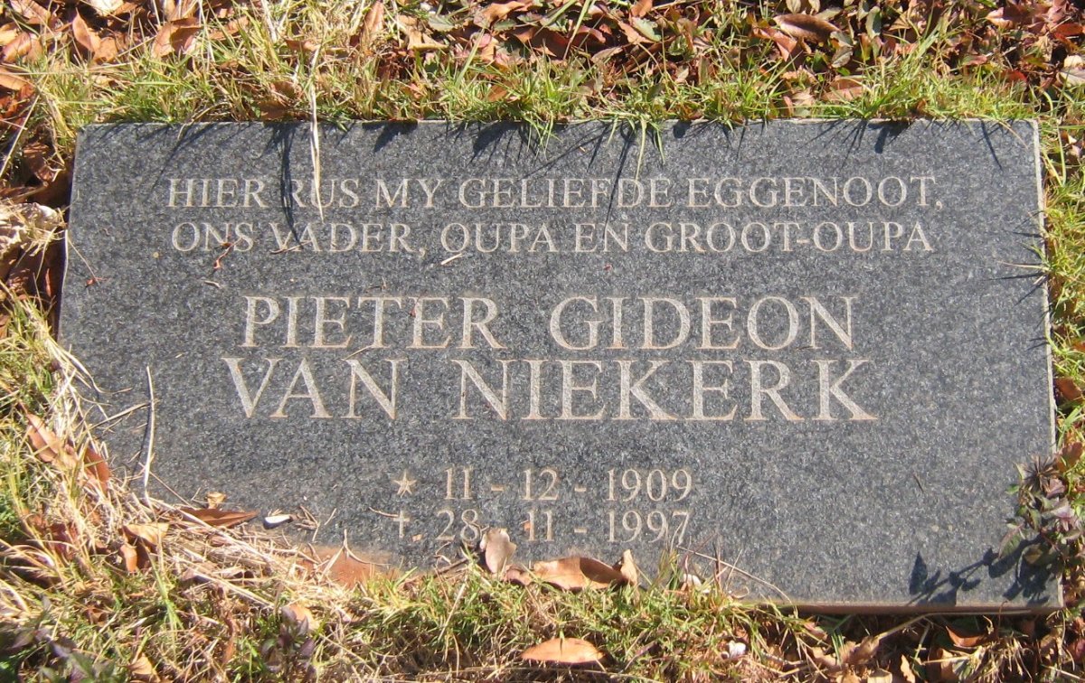 NIEKERK Pieter Gideon, van 1909-1997