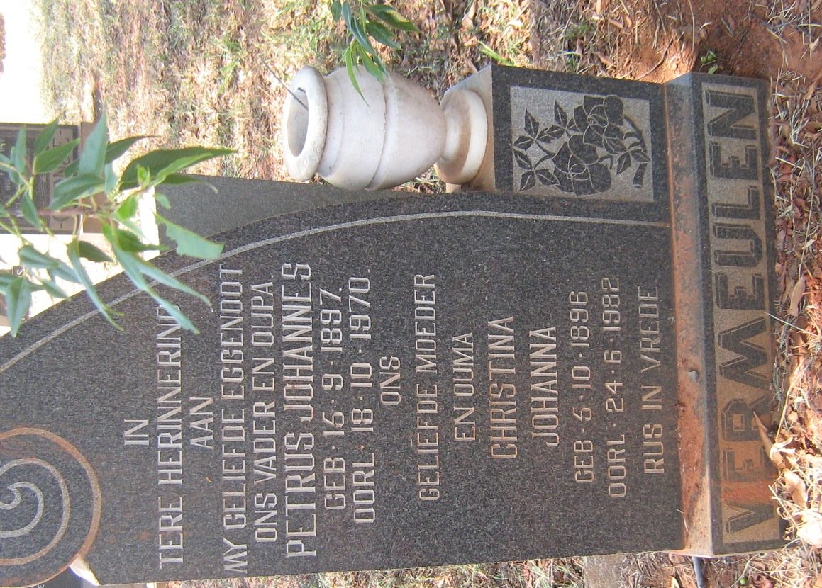 VERMEULEN Petrus Johannes 1897-1970 &amp; Christina Johanna 1896-1982