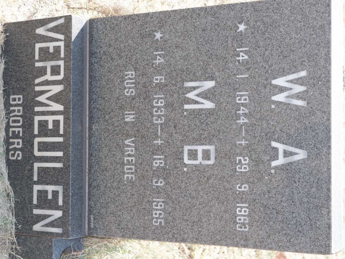 VERMEULEN W.A. 1944-1963 :: VERMEULEN M.B. 1933-1965