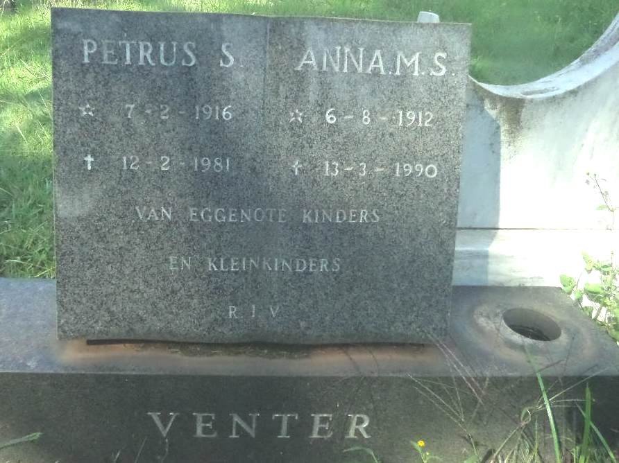 VENTER Petrus S. 1916-1981 &amp; Anna M.S. 1912-1990