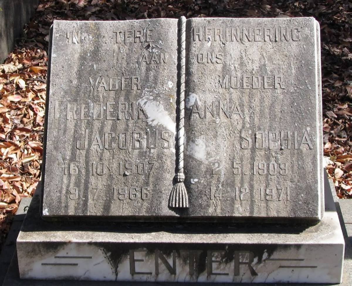 VENTER Frederik Jacobus 1907-1966 &amp; Anna Sophia 1909-1971