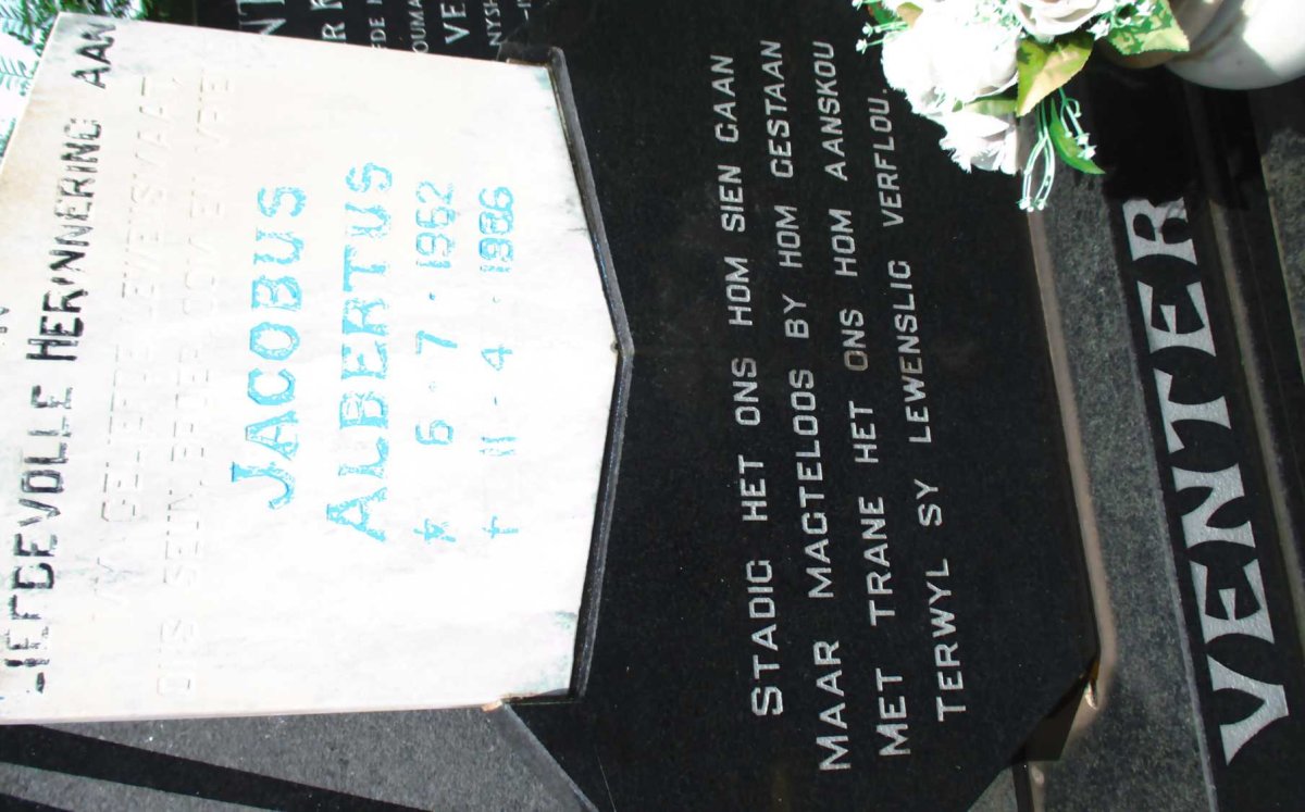 VENTER Jacobus Albertus 1962-1986