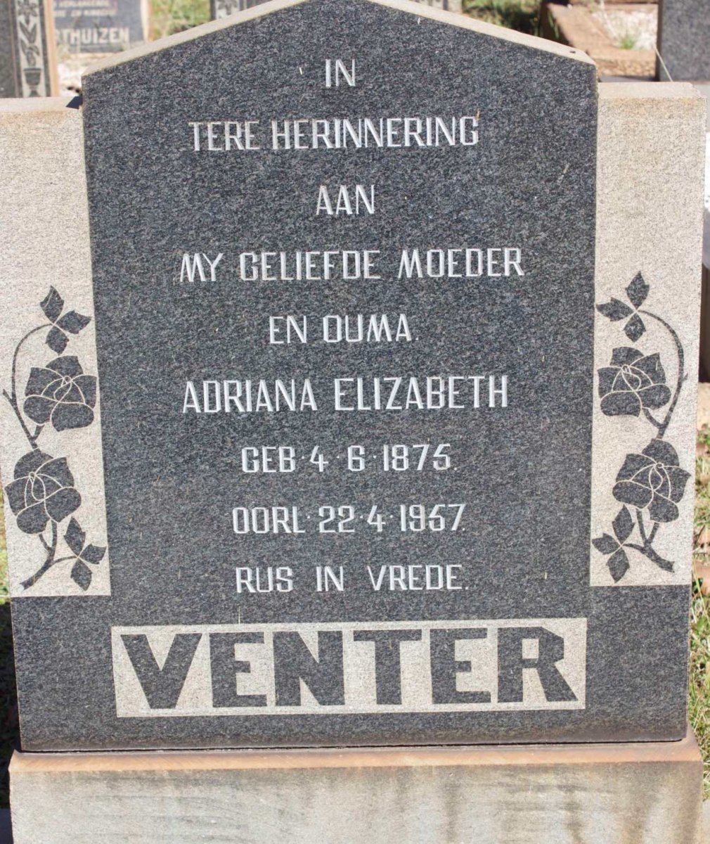 VENTER Adriana Elizabeth 1875-1957