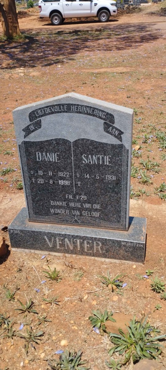 VENTER Danie 1922-1998 & Santie 1931-