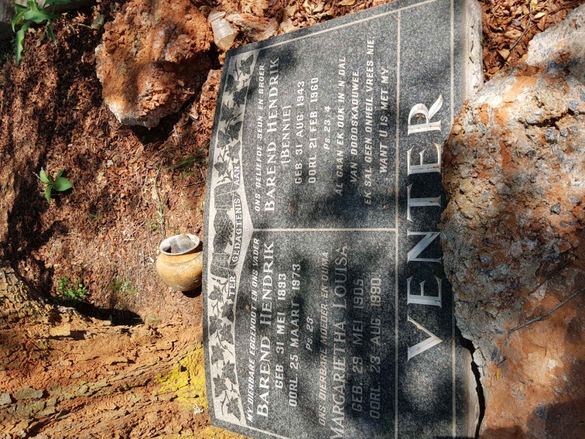 VENTER Barend Hendrik 1893-1973 &amp; Margarietha Louisa 1905-1990 :: VENTER Barend Hendrik 1943-1960