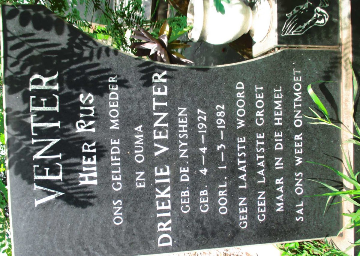VENTER Driekie nee DE NYSHEN 1927-1982