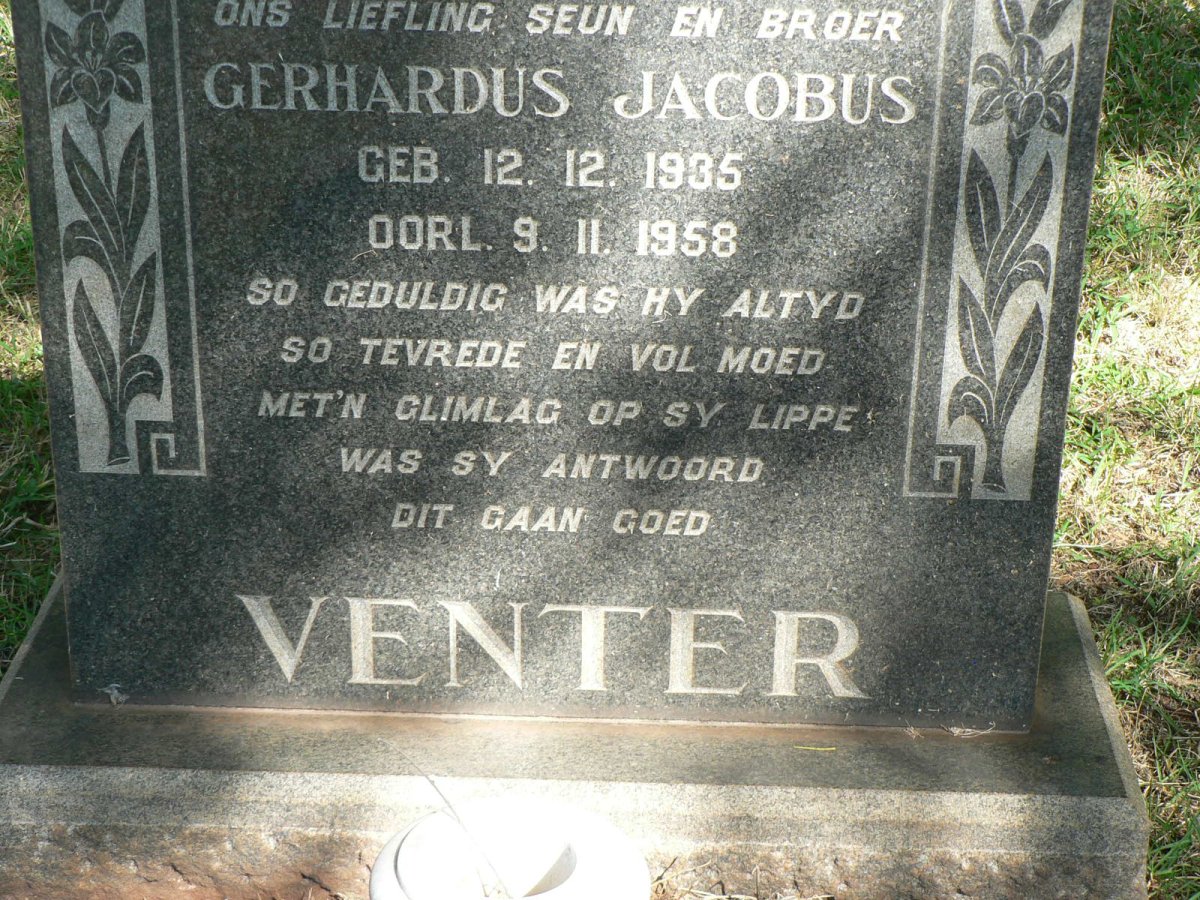 VENTER Gerhardus Jacobus 1935-1958