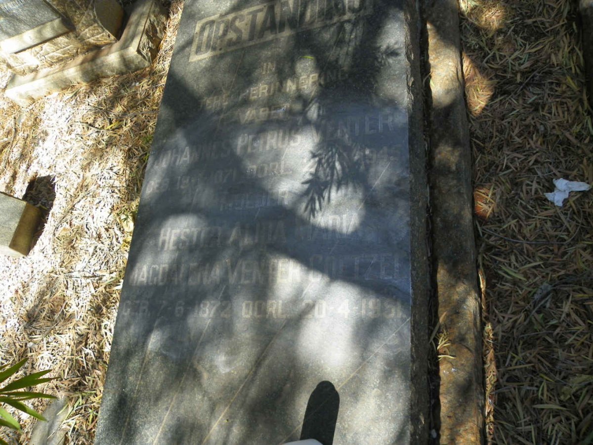 VENTER Johannes Petrus 1871-1945 &amp; Hester Alida Maria Magdalena COETZEE 1872-1951