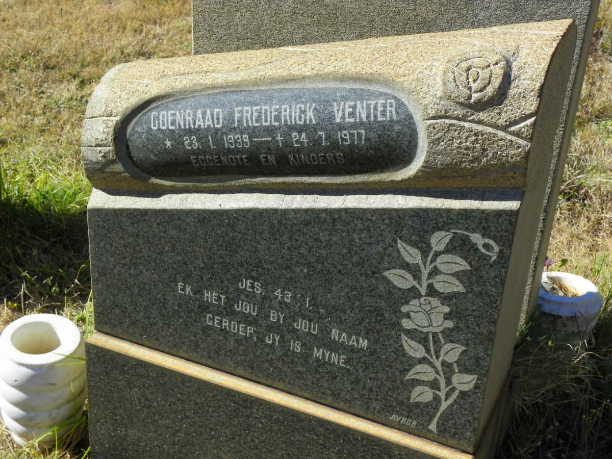 VENTER Coenraad Frederick 1939-1977