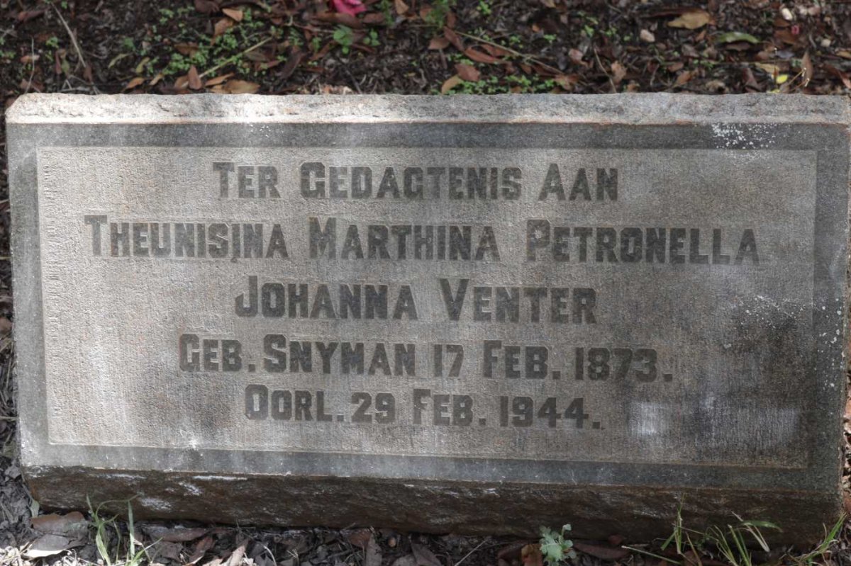 VENTER Theunisina Marthina Petronella Johanna nee SNYMAN 1873-1944