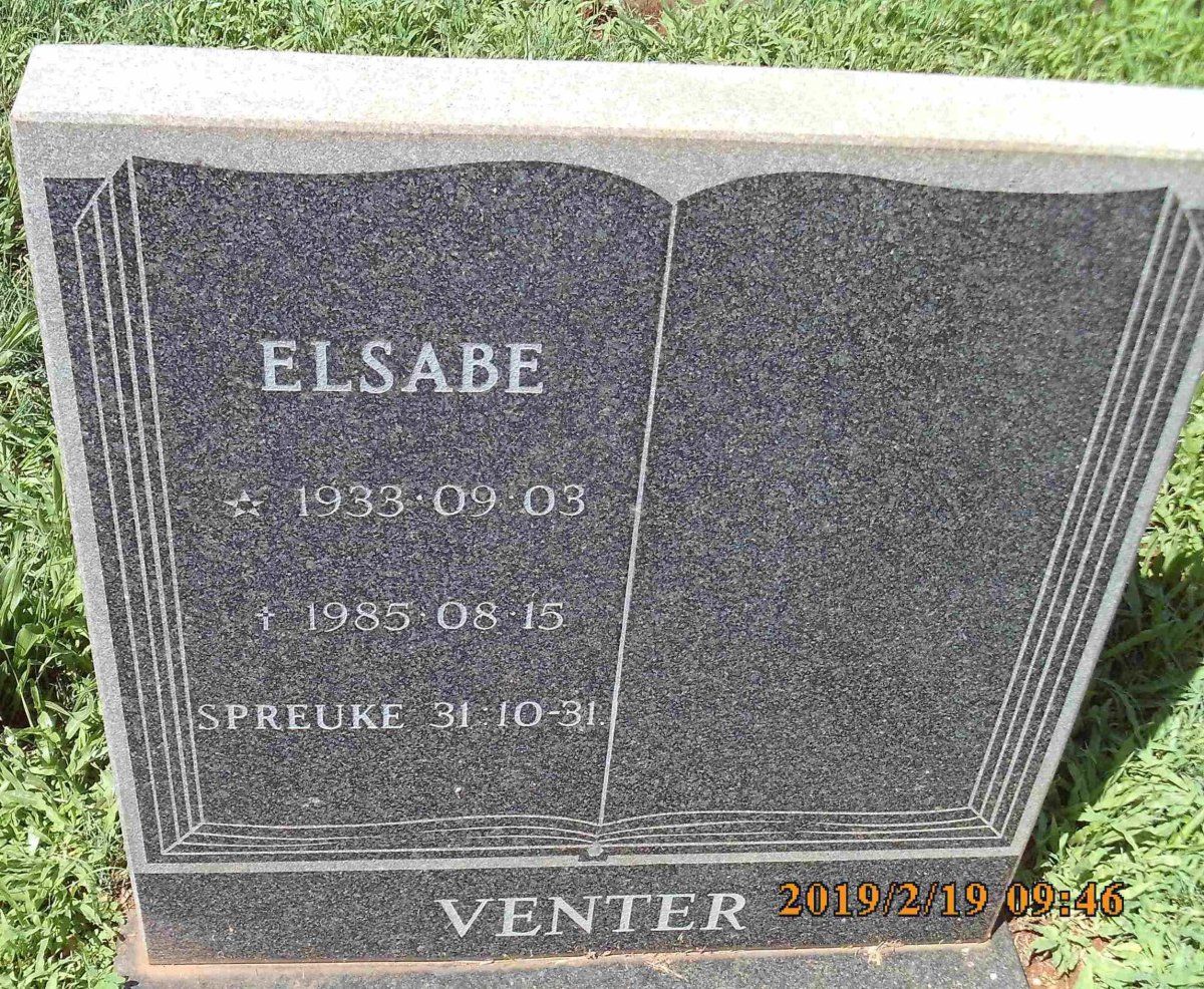 VENTER Elsabe 1933-1985
