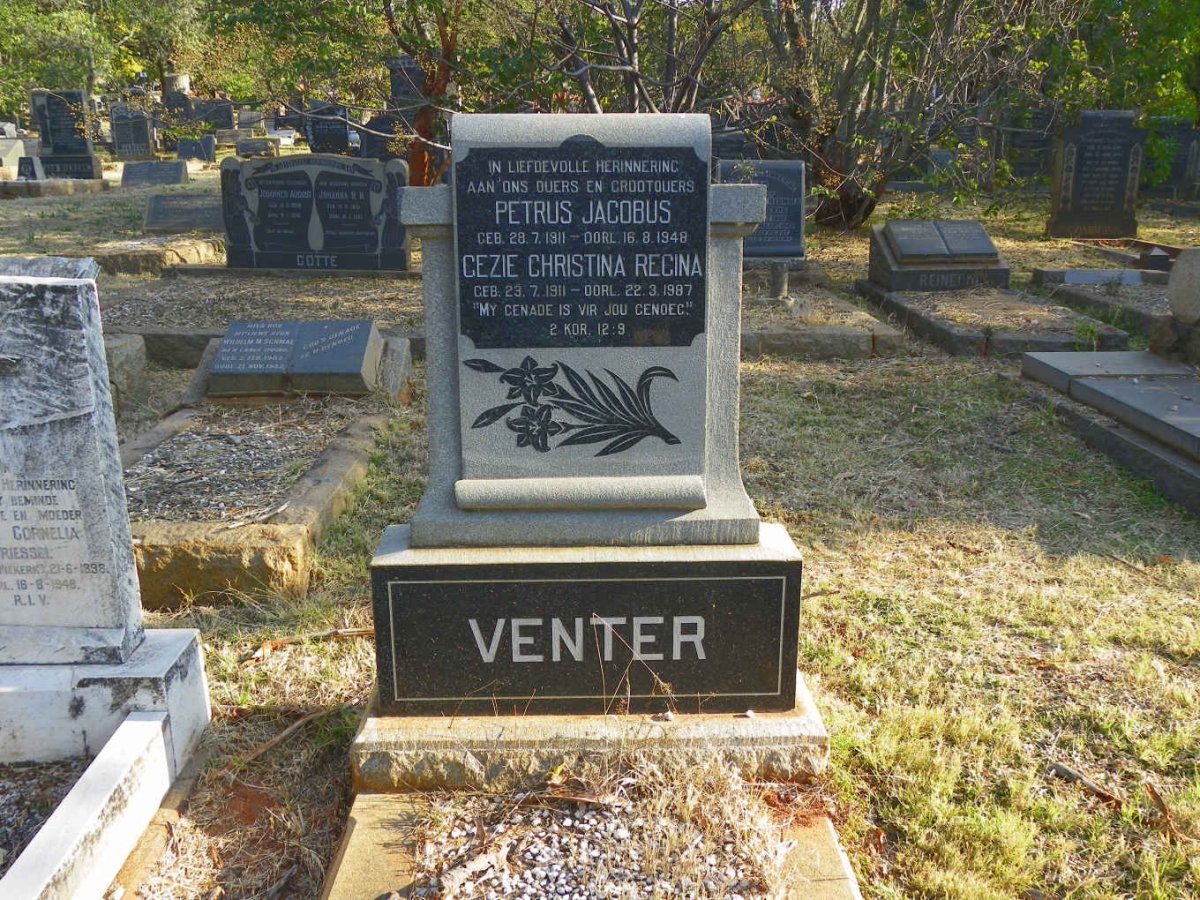 VENTER Petrus Jacobus 1911-1948 &amp; Gezie Christina Regina 1911-1987