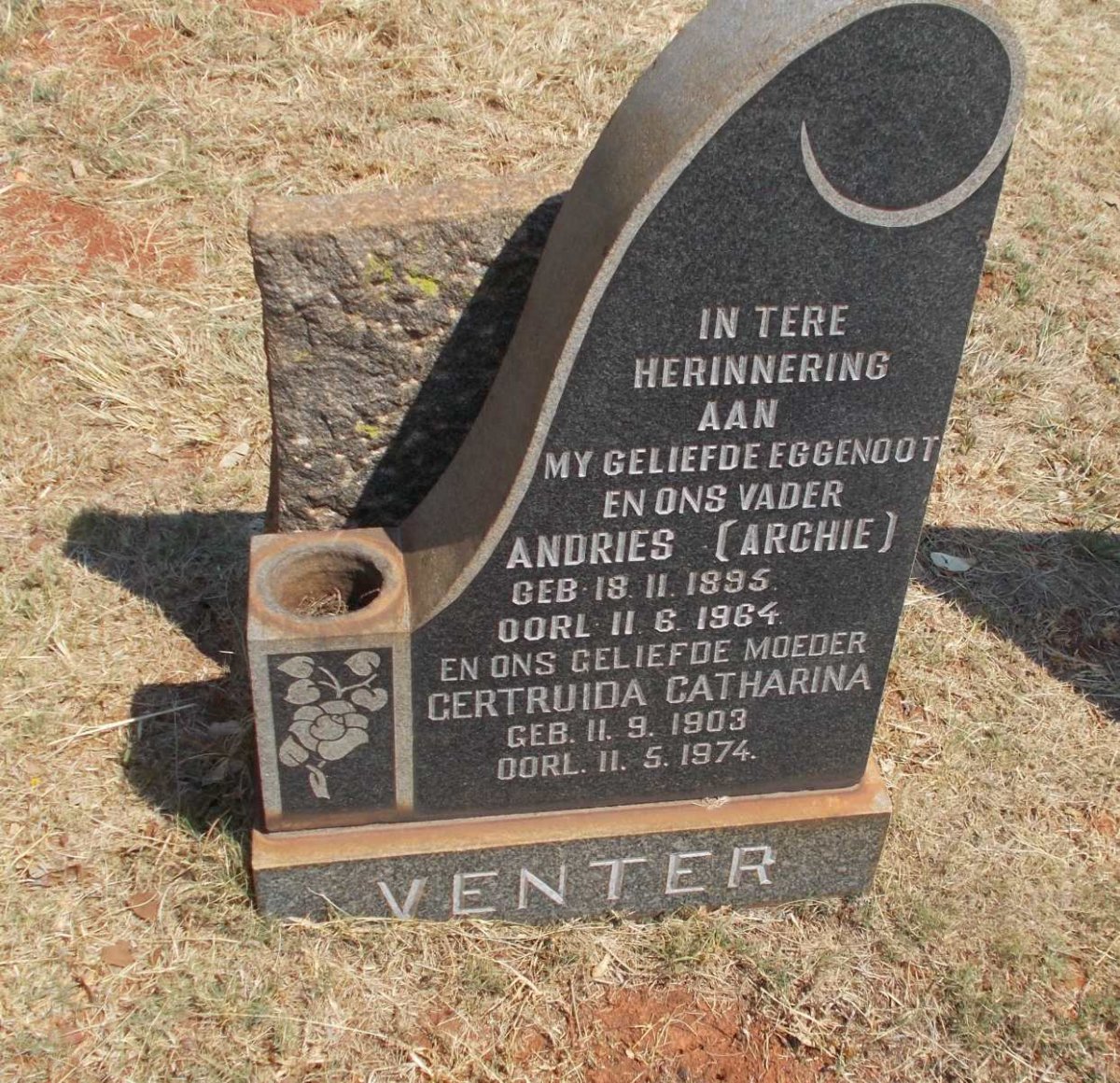 VENTER Andries 1895-1964 &amp; Gertruida Catharina 1903-1974