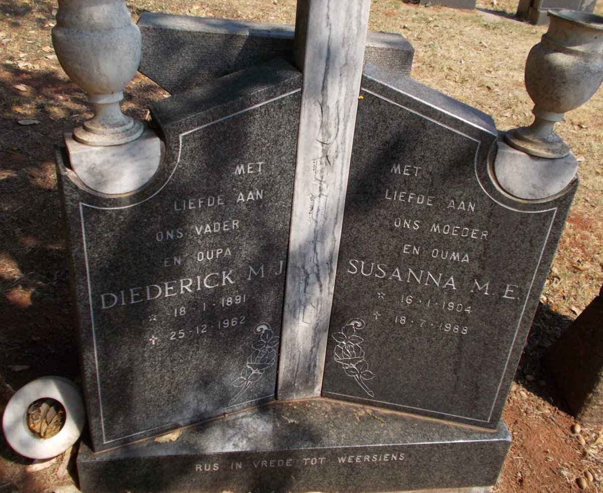 VENTER Diederick M.J. 1891-1962 &amp; Susanna M.E. 1904-1988