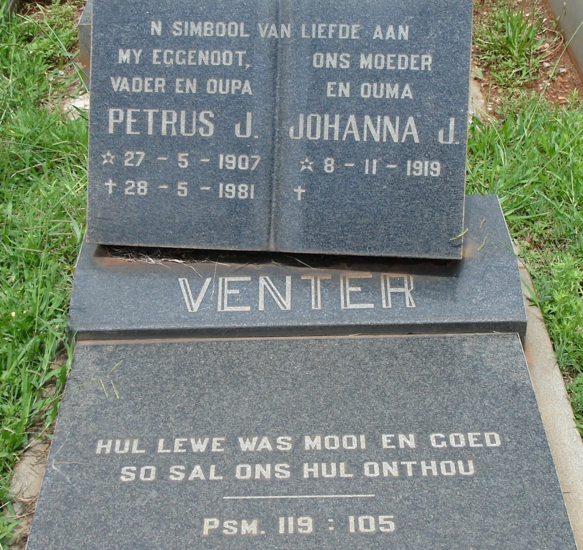 VENTER Petrus J. 1907-1981 &amp; Johanna J. 1919-