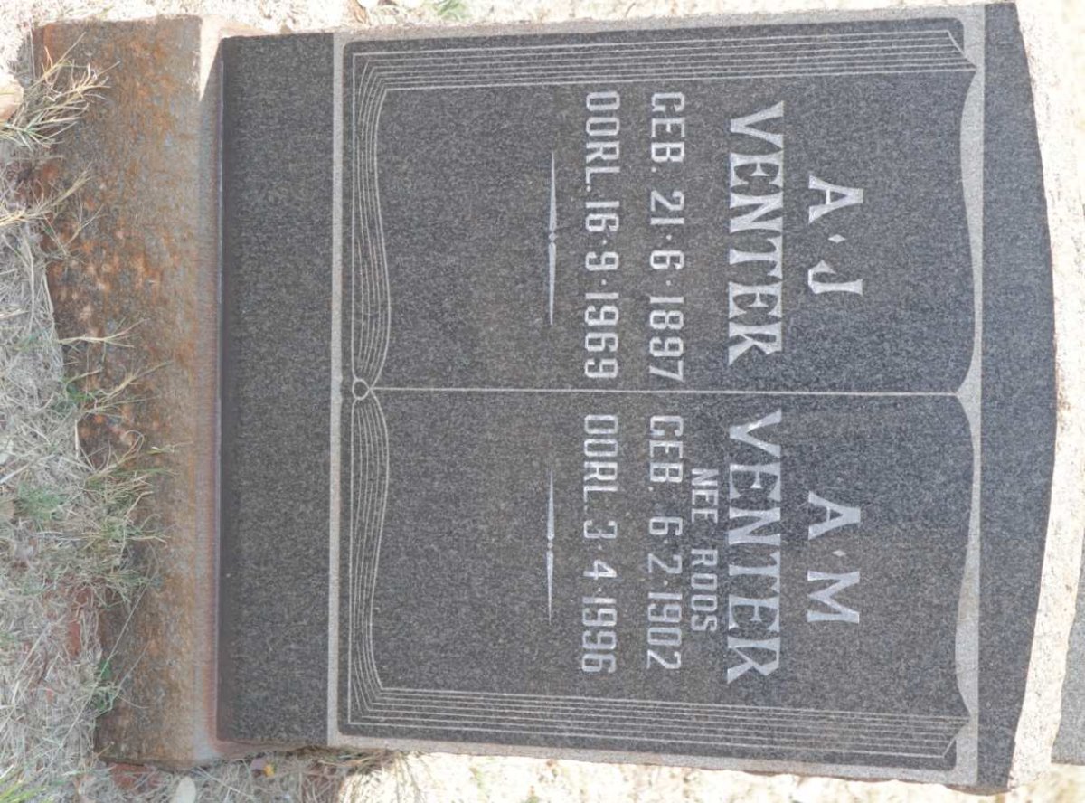 VENTER A.J. 1897-1969 &amp; A.M. ROOS 1902-1996