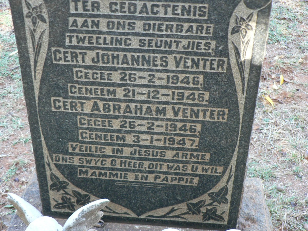 VENTER Gert Johannes 1946-1946 :: VENTER Gert Abraham 1946-1947