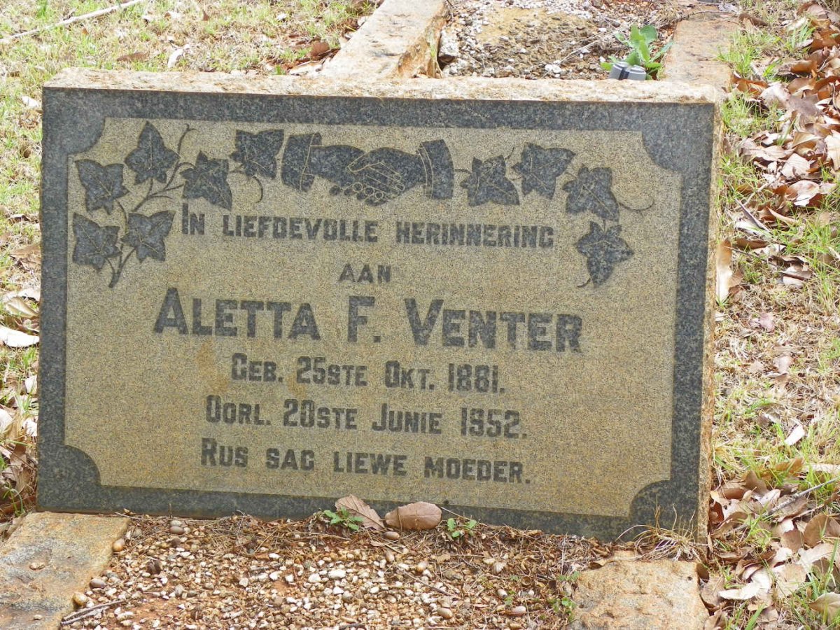 VENTER Aletta F. 1881-1952