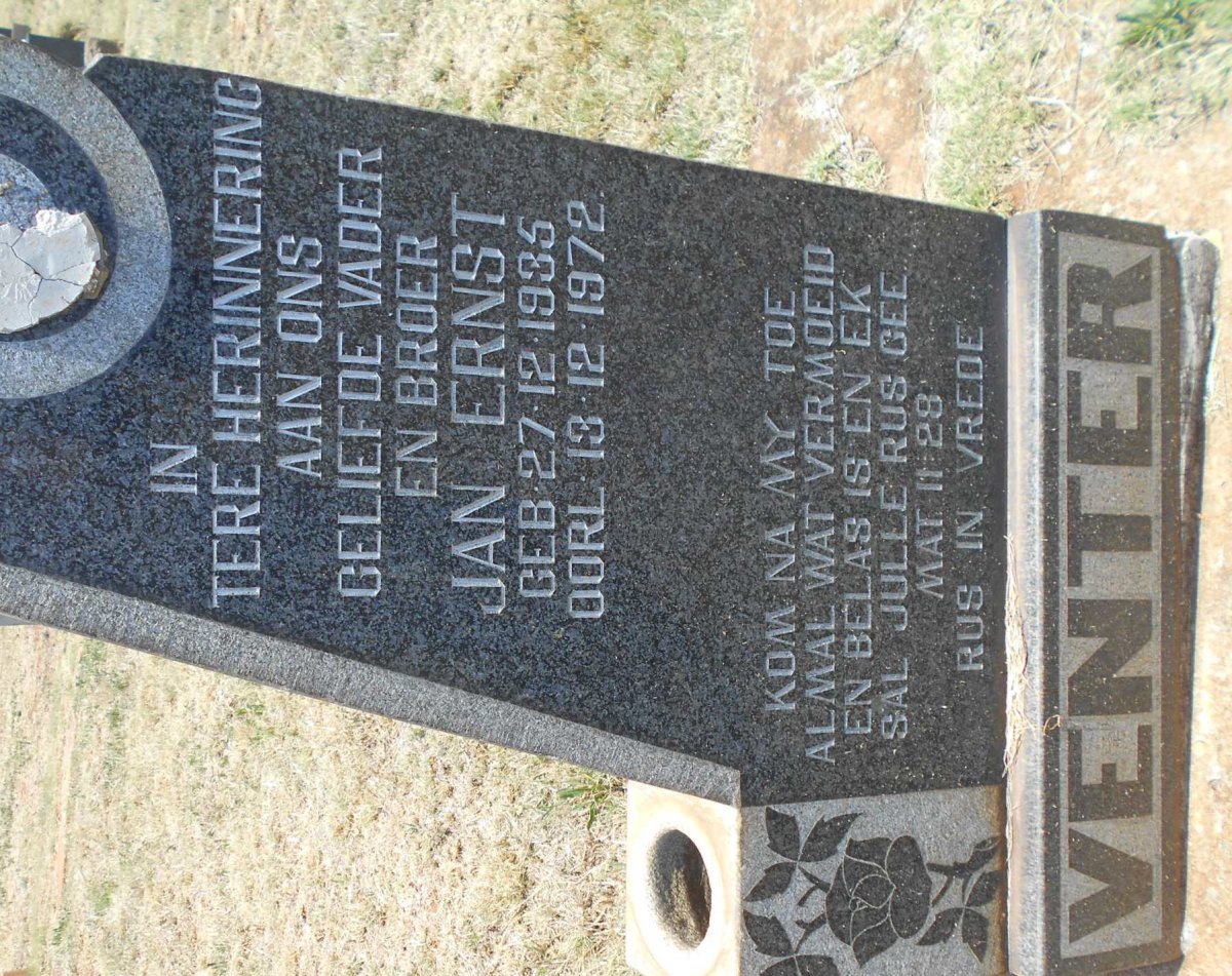 VENTER Jan Ernst 1935-1972