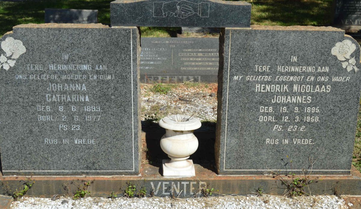 VENTER Hendrik Nicolaas Johannes 1895-1958 &amp; Johanna Catharina 1899-1977