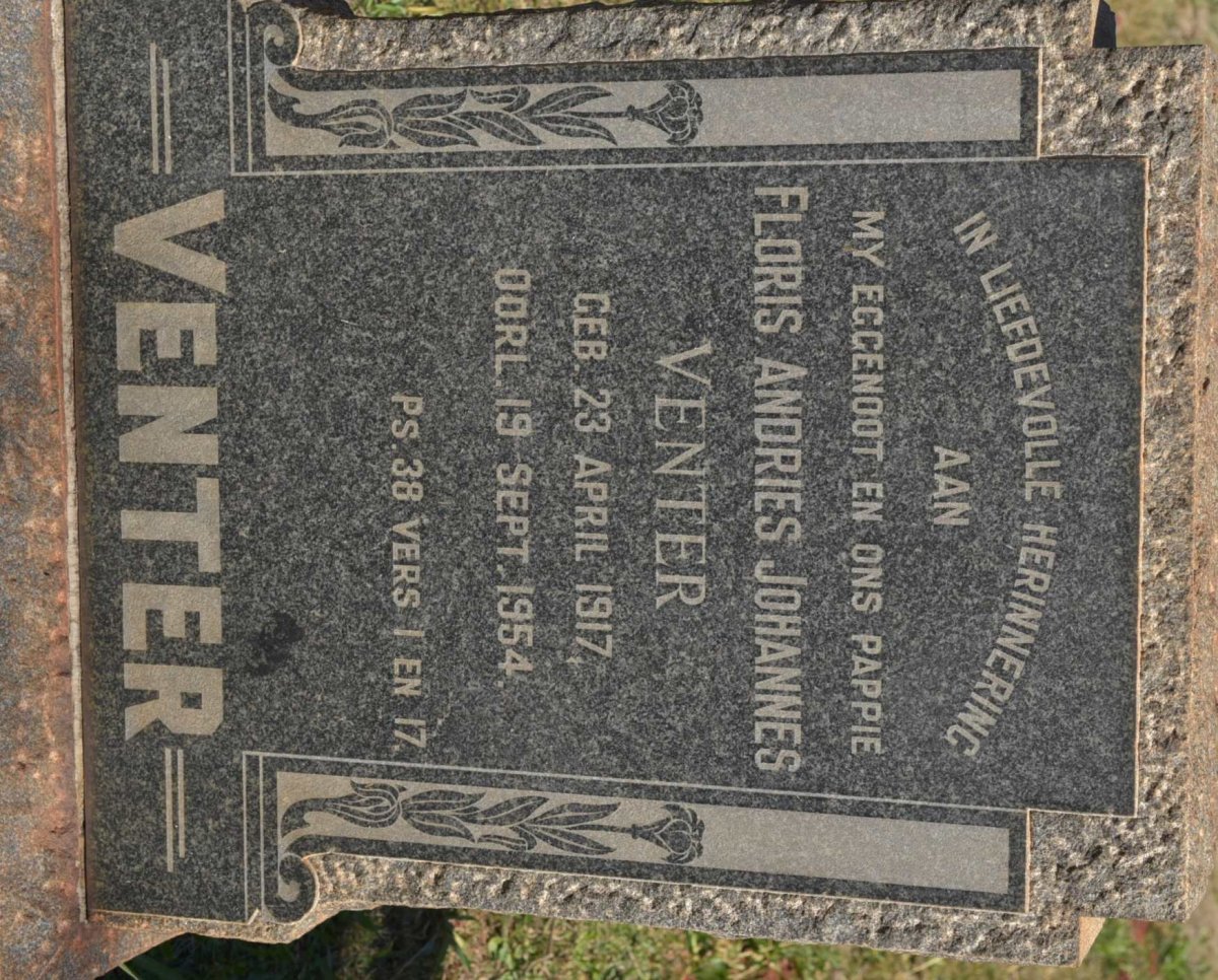 VENTER Floris Andries Johannes 1917-1954