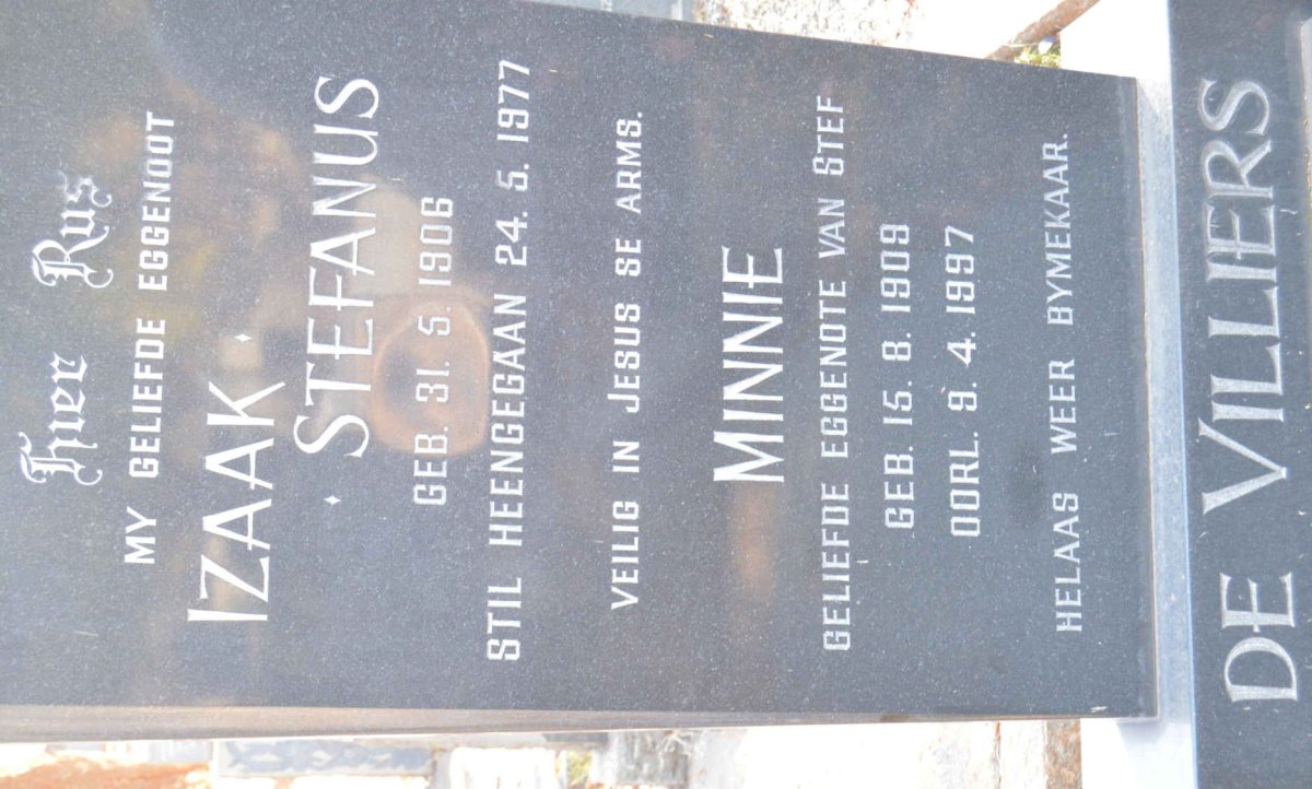 VILLIERS Izaak Stefanus, de 1906-1977 &amp; Minnie 1909-1997