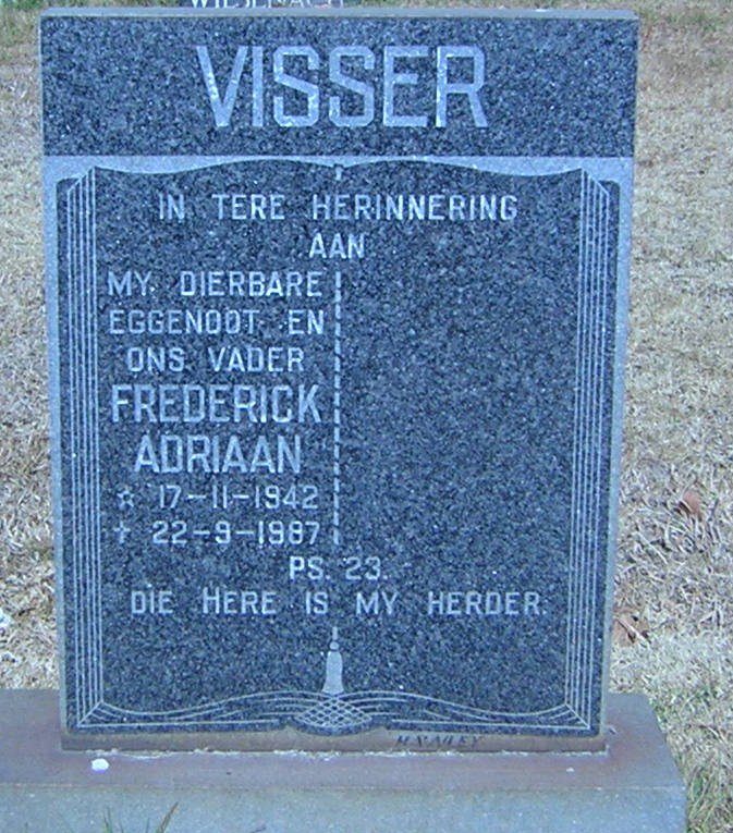VISSER Frederick Adriaan 1942-1987