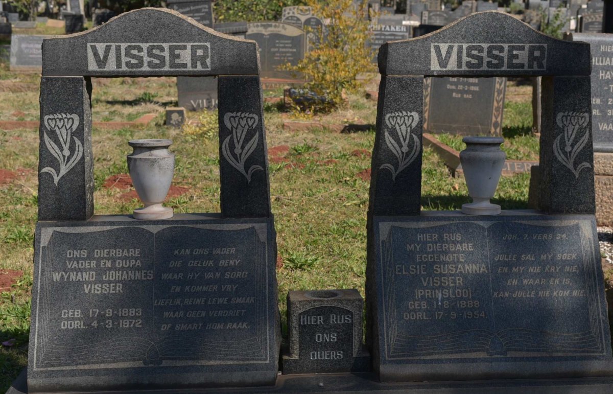 VISSER Wynand Johannes 1883-1972 &amp; Elsie Susanna PRINSLOO 1888-1954