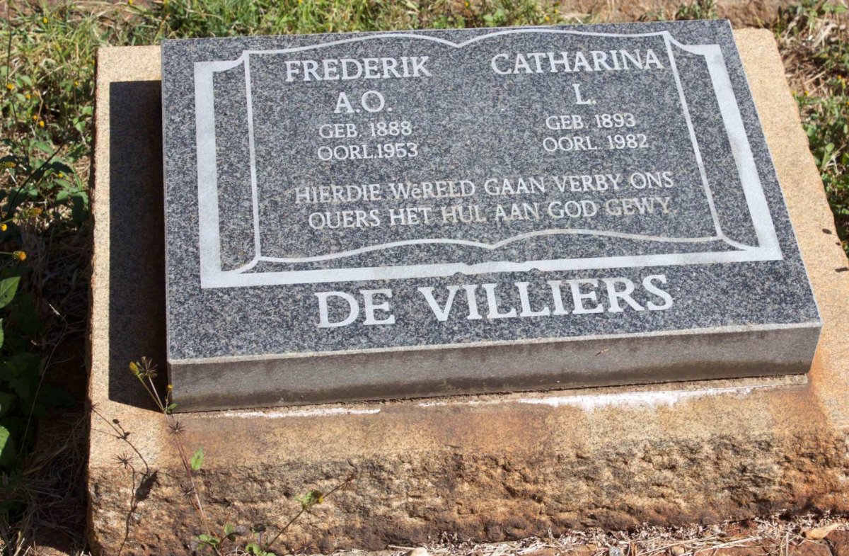 VILLIERS Frederik A.O., de 1888-1953 &amp; Catharina L. 1893-1982