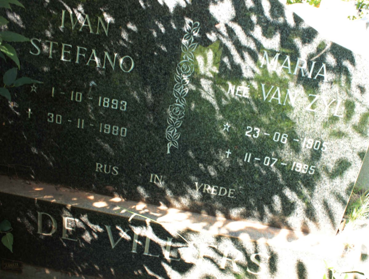 VILLIERS Ivan Stefano, de 1893-1980 &amp; Maria VAN ZYL 1905-1995