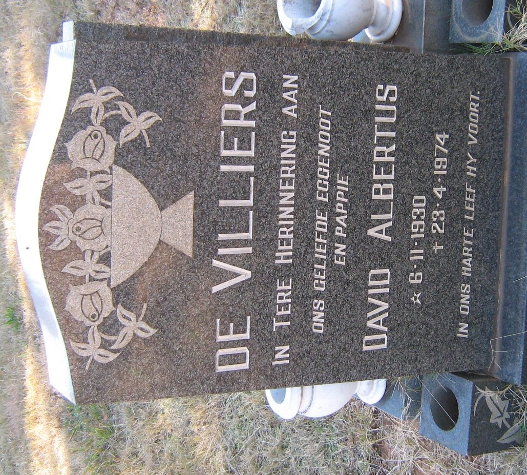 VILLIERS David Albertus, de 1930-1974