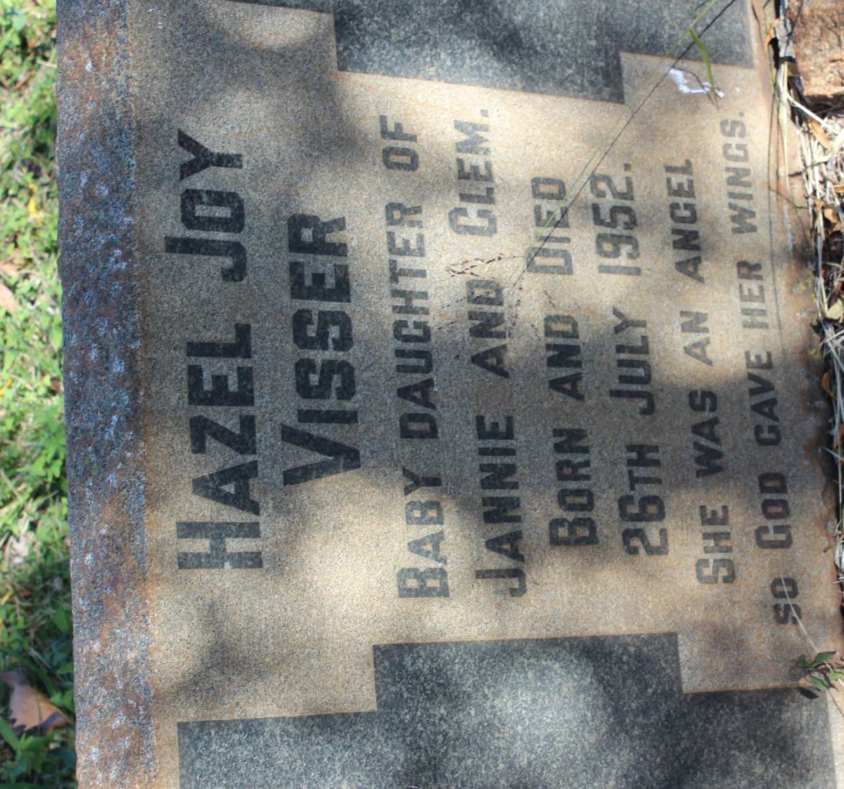 VISSER Hazel Joy 1952-1952