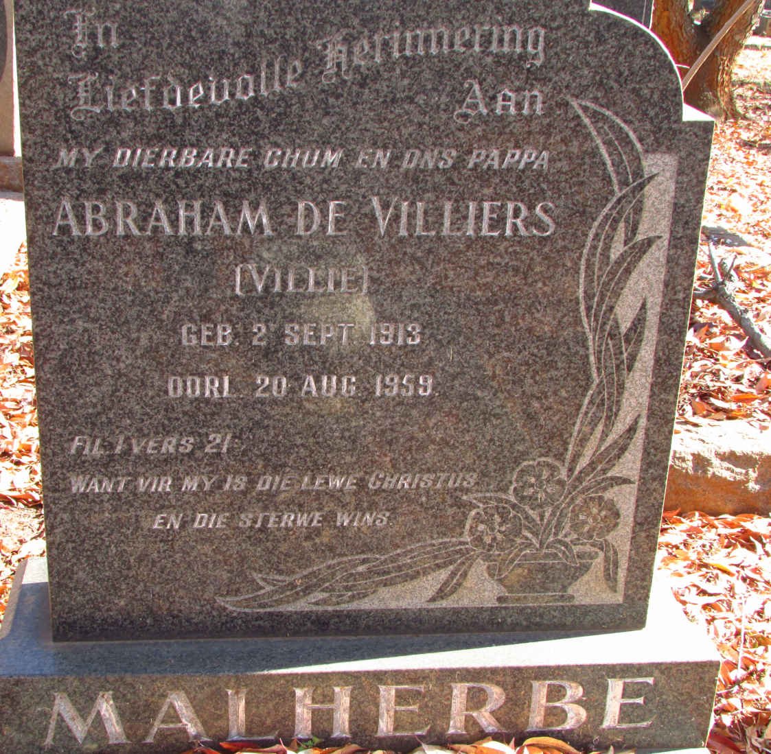 VILLIERS Abraham, de 1913-1959
