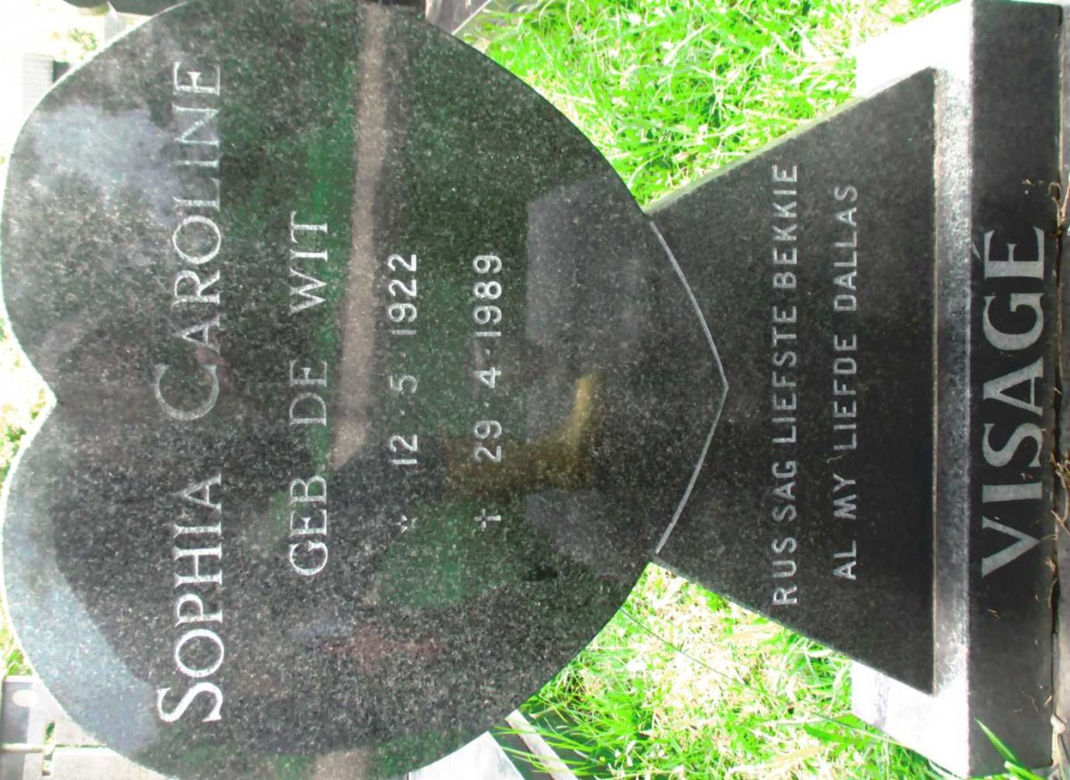 VISAGE Sophia Caroline nee DE WIT 1922-1989