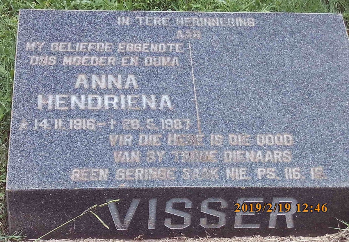 VISSER Anna Hendriena 1916-1987