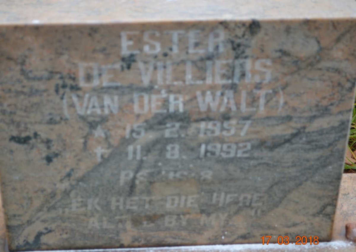 VILLIERS Ester, de nee VAN DER WALT 1957-1992
