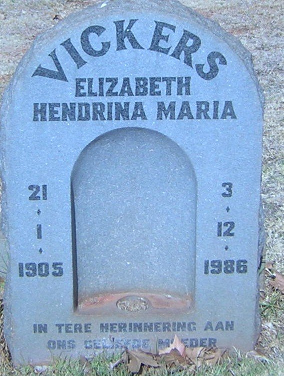 VICKERS Elizabeth Hendrina Maria 1905-1986