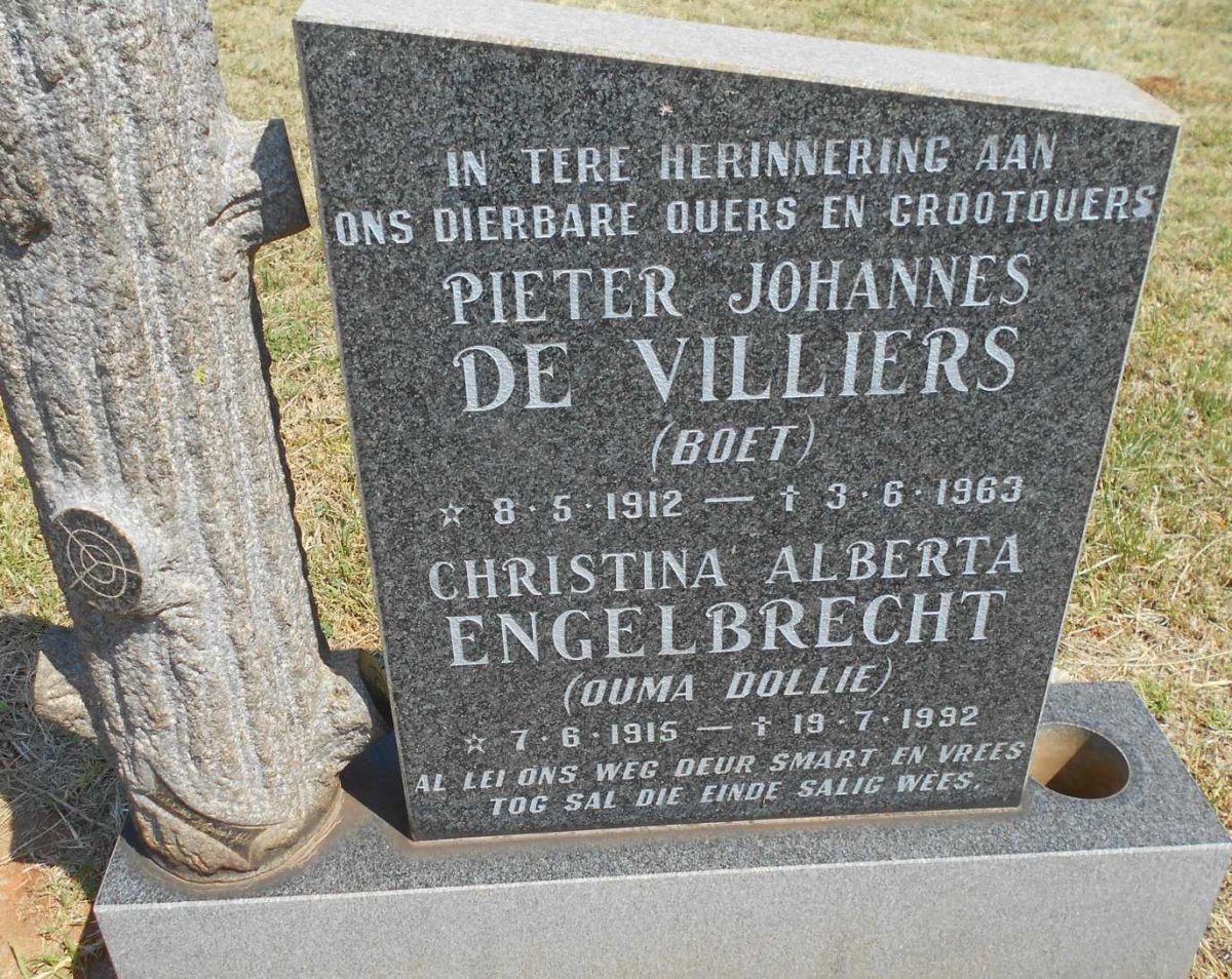 VILLIERS Pieter Johannes, de 1912-1963 &amp; Christina Alberta ENGELBRECHT 1915-1992